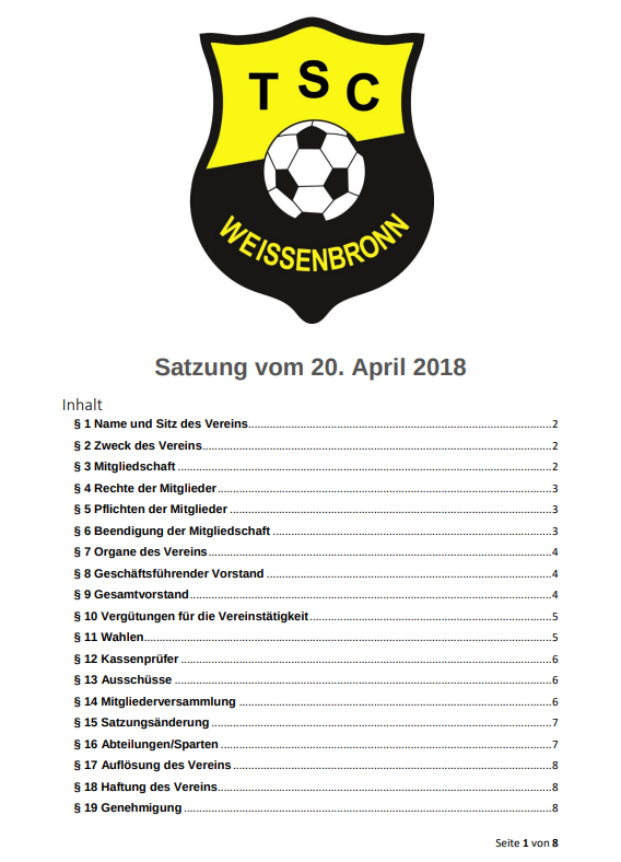 Vorschau Vereinssatzung